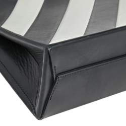 Off-White Black/White Diagonal Striped Leather Tote