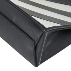 Off-White Black/White Diagonal Striped Leather Tote