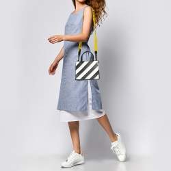 Off-White Black/White Diagonal Striped Leather Tote