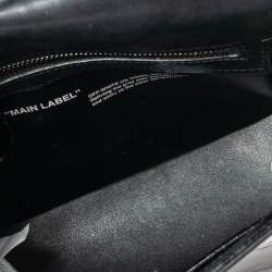 Pre Owned Off-White Black Crocodile Embossed Leather Binder Clip Shoulder Bag