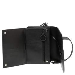 Pre Owned Off-White Black Leather Binder Clip Crossbody Bag