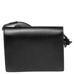 Pre Owned Off-White Black Leather Binder Clip Crossbody Bag
