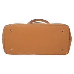 Pre Owned حقيبة يد توتس دي كي إن واي جلد سافيانو بني فاتح بسحاب مزدوج