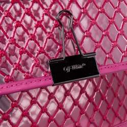 Pre Owned Off-White Transparent/Pink PVC and Leather Binder Clip Flap Shoulder Bag