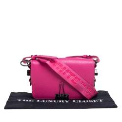 Pre Owned Off-White Pink Leather Binder Clip Crossbody Bag