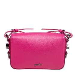 Pre Owned Off-White Pink Leather Binder Clip Crossbody Bag
