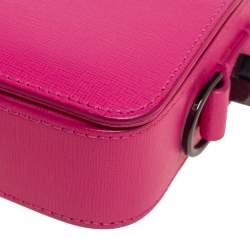Pre Owned Off-White Pink Leather Binder Clip Crossbody Bag