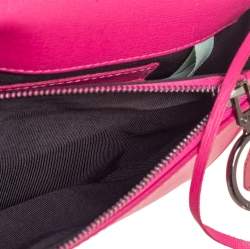 Pre Owned Off-White Pink Leather Binder Clip Crossbody Bag