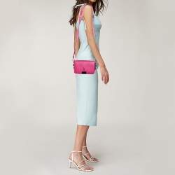 Pre Owned Off-White Pink Leather Binder Clip Crossbody Bag