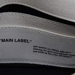 Pre Owned Off-White Black/White Diagonal Print Leather Mini Binder Clip Crossbody Bag