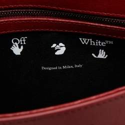 Pre Owned Off-White Red/Pink Diagonal Striped Leather Flap Crossbody Bag