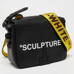 Pre Owned Off-White Black Leather Sculpture Binder Clip Crossbody Bag