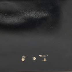 Pre Owned Off-White Black Leather Off Hands Zipped 25 Pouch