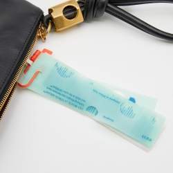 Pre Owned Off-White Black Leather Off Hands Zipped 25 Pouch