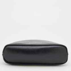 Pre Owned Off-White Black Leather Off Hands Zipped 25 Pouch