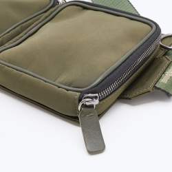 Pre Owned Off-White Military Green Logo Print Nylon Cordura Hip Belt Bag
