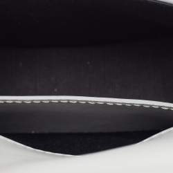 Pre Owned Off-White Ash Grey Crystal Embellishment Suede and Leather Baby Binder Flap Bag