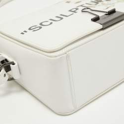 Pre Owned Off-White White Leather Sculpture Cotton Flower Flap Bag  