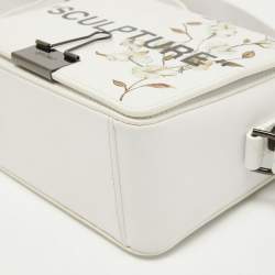 Pre Owned Off-White White Leather Sculpture Cotton Flower Flap Bag  