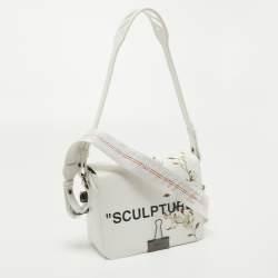 Pre Owned Off-White White Leather Sculpture Cotton Flower Flap Bag  