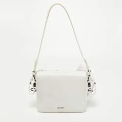 Pre Owned Off-White White Leather Sculpture Cotton Flower Flap Bag  