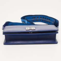Pre Owned Off-White Blue Leather Jitney Flap Crossbody Bag