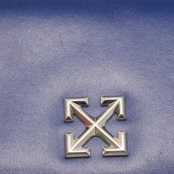 Pre Owned Off-White Blue Leather Jitney Flap Crossbody Bag