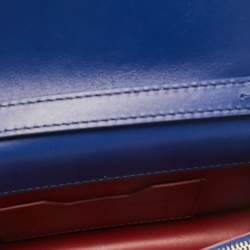 Pre Owned Off-White Blue Leather Jitney Flap Crossbody Bag