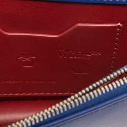 Pre Owned Off-White Blue Leather Jitney Flap Crossbody Bag