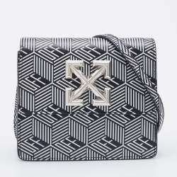 OFF-WHITE 1.4 Jitney Bag Checked Black White in Leather with Silver-tone -  US