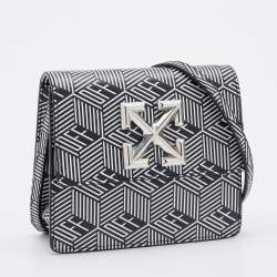 Pre Owned Off-White Black/White Leather Jitney 0.7 Belt Crossbody Bag