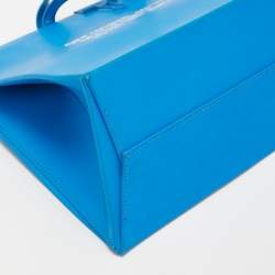 Pre Owned Off-White Blue Leather Medium Box Tote 