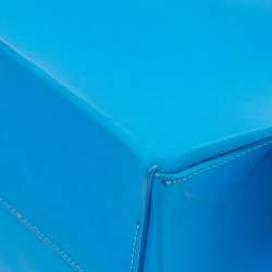 Pre Owned Off-White Blue Leather Medium Box Tote 