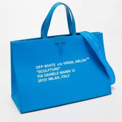 Pre Owned Off-White Blue Leather Medium Box Tote 
