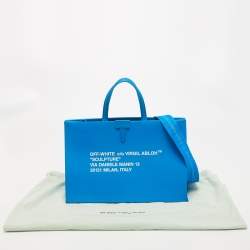 Pre Owned Off-White Blue Leather Medium Box Tote 