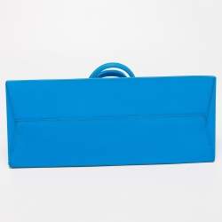 Pre Owned Off-White Blue Leather Medium Box Tote 