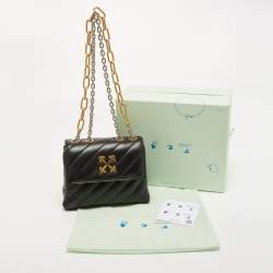 Pre Owned Off-White Black Quilted Leather Small Jackhammer 19 Shoulder Bag