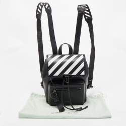 Off-White Black/White Leather Diag Drawstring Backpack