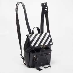 Off-White Black/White Leather Diag Drawstring Backpack