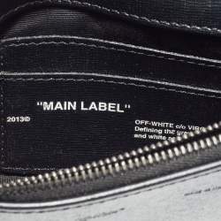 Pre Owned Off-White Black/White Diagonal Print Leather Mini Binder Clip Crossbody Bag