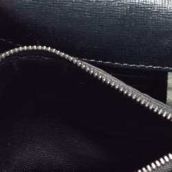 Pre Owned Off-White Black/White Diagonal Print Leather Mini Binder Clip Crossbody Bag