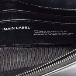 Pre Owned Off-White Black/White Diagonal Print Leather Mini Binder Clip Crossbody Bag