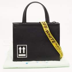  Off-White Black Leather Mini Box Tote