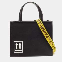  Off-White Black Leather Mini Box Tote