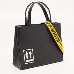  Off-White Black Leather Mini Box Tote