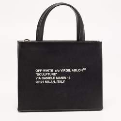  Off-White Black Leather Mini Box Tote