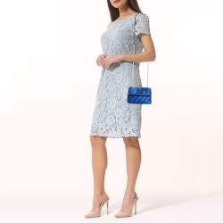 Pre Owned Off-White Blue Quilted Satin Jackhammer 17 Shoulder Bag