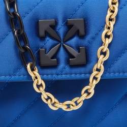 Pre Owned Off-White Blue Quilted Satin Jackhammer 17 Shoulder Bag