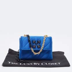 Pre Owned Off-White Blue Quilted Satin Jackhammer 17 Shoulder Bag