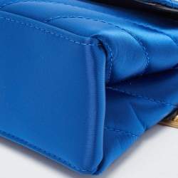 Pre Owned Off-White Blue Quilted Satin Jackhammer 17 Shoulder Bag